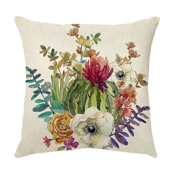 En uppsättning med 4 kuddfodral 45 x 45 cm Dekorativt blommönster örngott för soffa vardagsrum sovrum stol heminredning