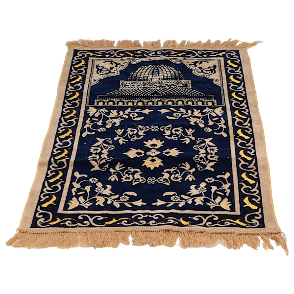 Muslimilainen rukousmatto polypropeenikuitukangas kannettava hieno kukkakuvio etninen palvontatyyny (110x70cm / 43.3x27.6in) Sininen