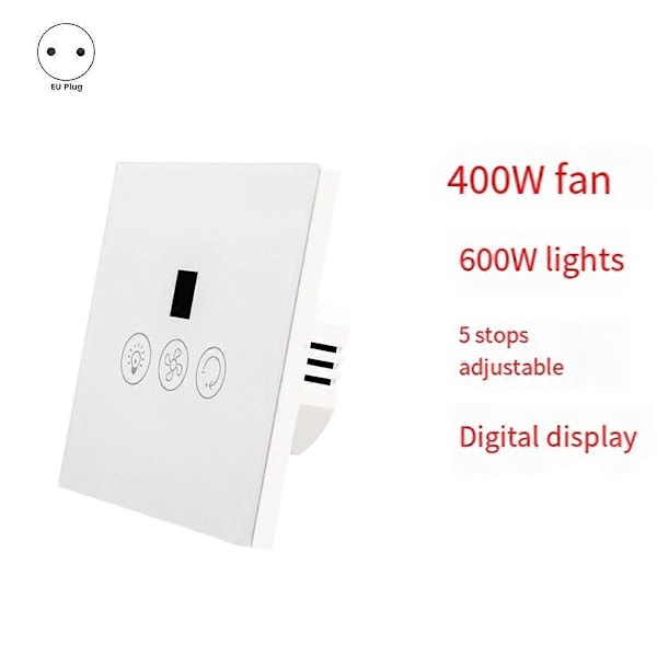 Tuya Smart Switch Controller EU-kontakt Takfläkt Lampa Strömbrytare Vit