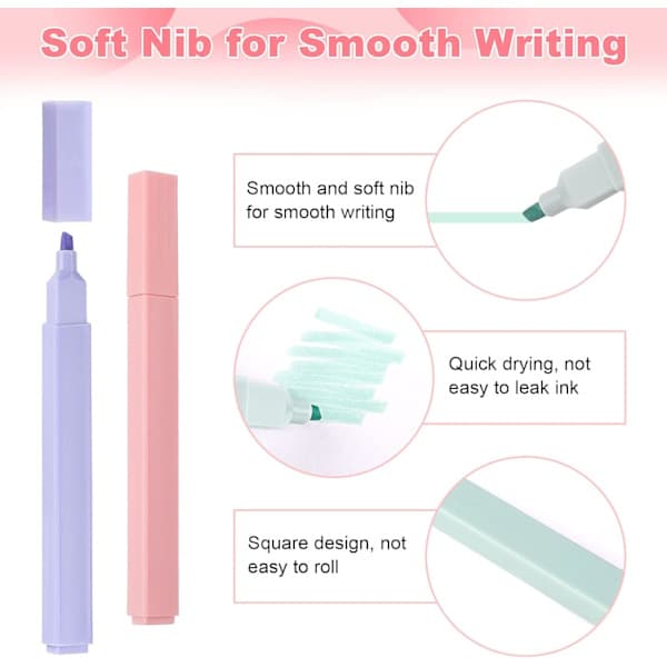 Pastel Highlighters, 12 Morandi Farve Highlighter Penne, Bløde Mejselspids Bibel Tekst Marker Penne, Notesbøger, Skoleartikler
