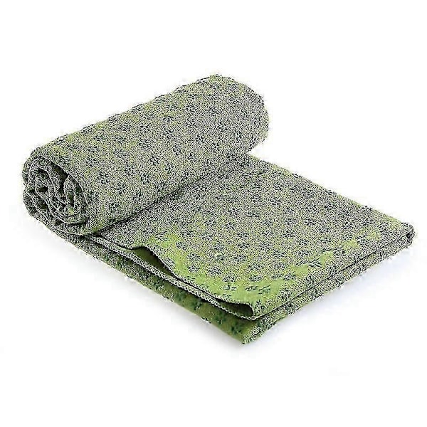 Tjock Träningsmatta Fitness Träningsmatta Mikrofiber Handduk Filt Gymhanddukar för Svett Pilates, Grön