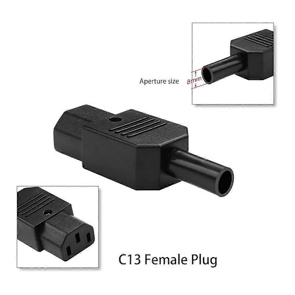 5 STK. IEC C13 Strømstik Konnektor C13 Hun Stik Strømadapter