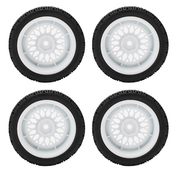 4 kpl 1/10 RC-kumiset, korkea kulutuskestävyys, hyvä pito, vakaa RC-kumipyöräsarja 1/10 RC-autoille, valkoinen
