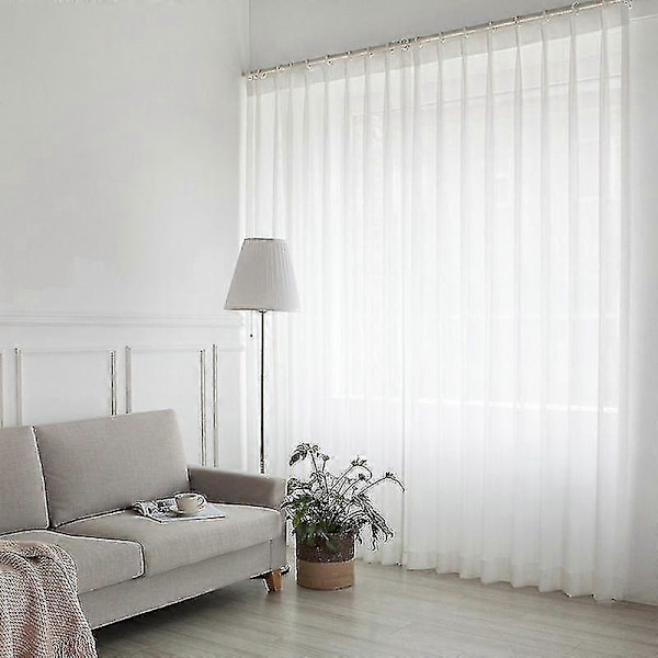 Vita tyllgardiner för vardagsrumsdekoration Modern chiffong Enfärgad skir voile - storlek, färg: b300 x h250 cm Stångficka