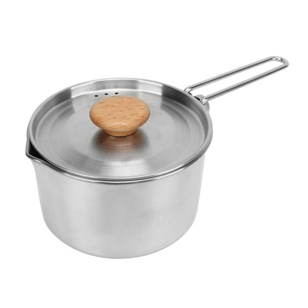 Camping Gryde 304 Rustfrit Stål Bærbar Camping Kedel med Sammenklappeligt Håndtag til Picnic Vandring 1L