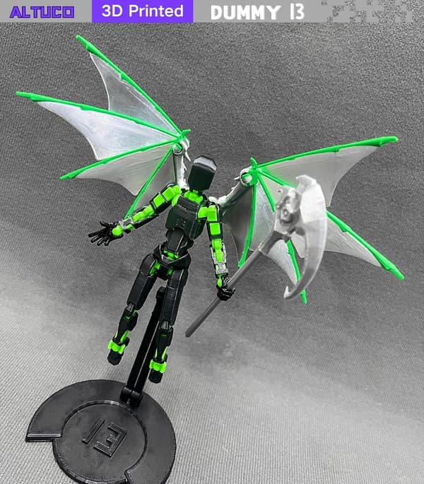 T13 Demon Action Figure with Multiple Accessories, Pre-assembled Titan 13 Desk Decoration, 3D Printed Multi-jointed Dummy 13 Figure with Stand