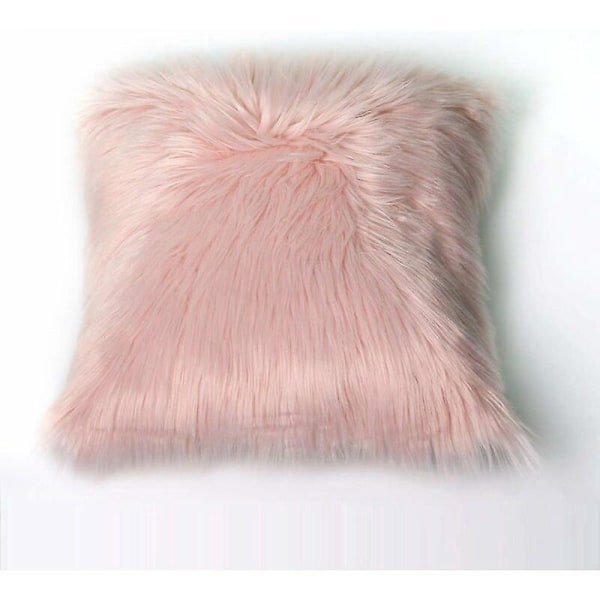 Kuddfodral, Faux Fur Deluxe Dekorativ Soffa Sovrum Säng Supermjuk Plysch Mongolia Örngott 45X45cm (Rosa)