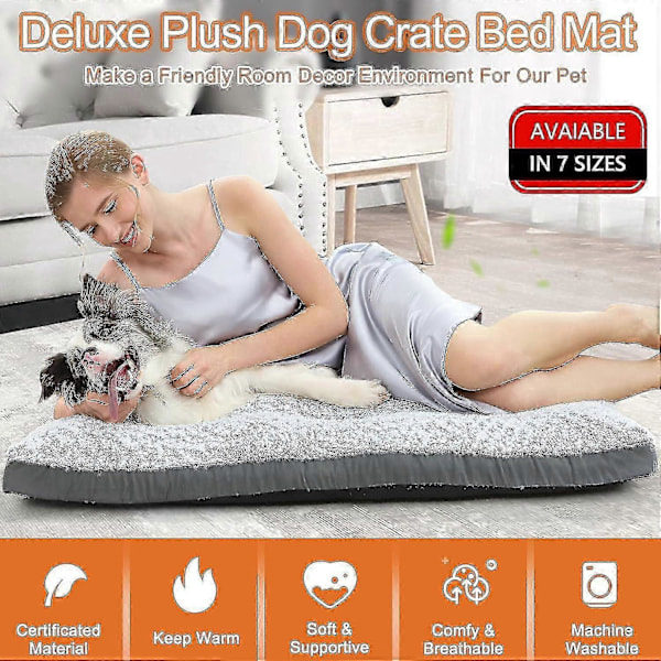 Deluxe Tvättbar Hundbädd För Stora Hundar Hundbur Mat Bekväm Fluffig Kennel Kudde Halkfri För Hundar