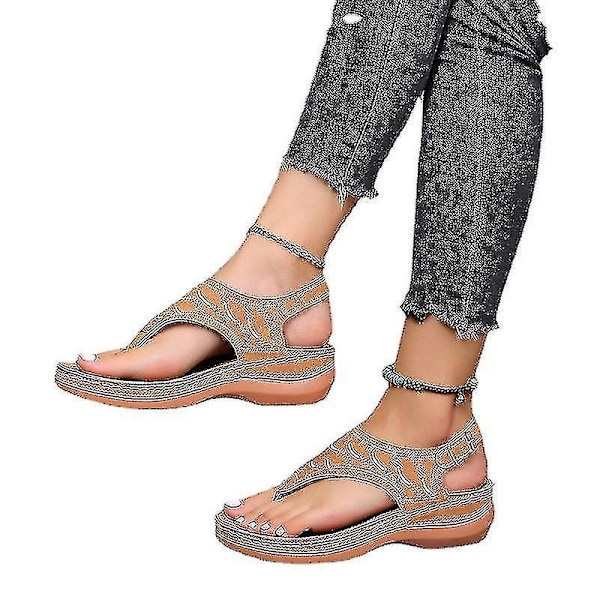 Comfortable Women's Orthopedic Sandals - Brown Flat 40