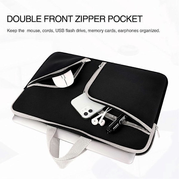 Vanntett Laptop Sleeve Veske Bag 13x9.1 tommer Glidelåslomme For MacBook Samsung Chromebook HP Acer Lenovo-Shilan