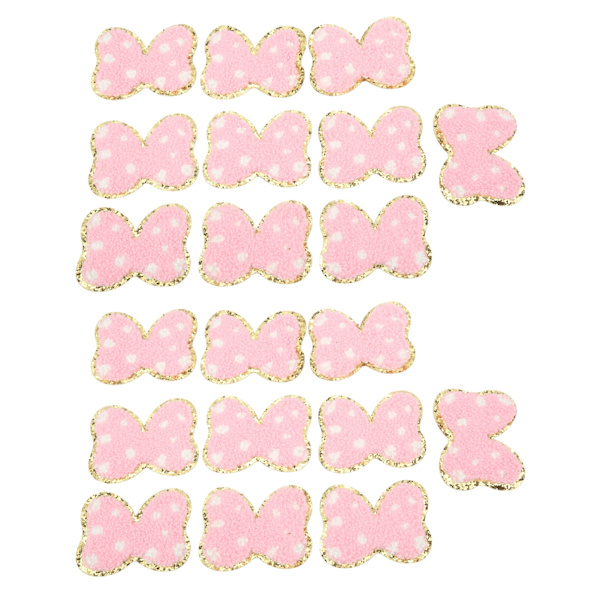 20 st Rosett Stryk på Patches Mode Rosa Söt DIY Rosett Sy Broderi Chenille Patches för ryggsäckar Kläder Jackor