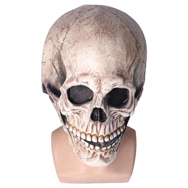 Halloween Dödskallehjälm i Latex med Rörlig Käke, Fullhuvud Dödskallehjälm, Dekoration för Högtidsfester, Cosplay-dräktrekvisita, Mörkgrå