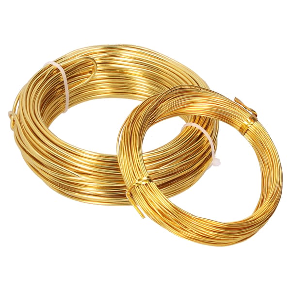 2 Rullar 1.0mm 2.0mm Aluminium DIY Smyckeshantverk Tråd Flexibel Blomstersmyckestråd Guld
