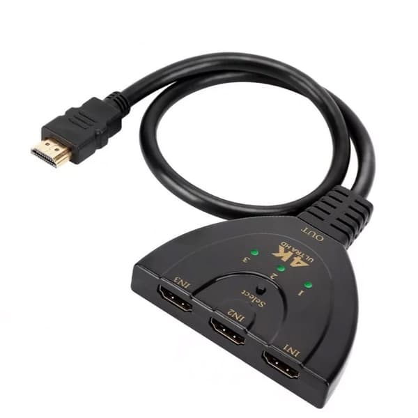 3 i 1 ut HD Multimedia Interface Switcher 4K 3-portars videoomkopplare med statusindikator svart