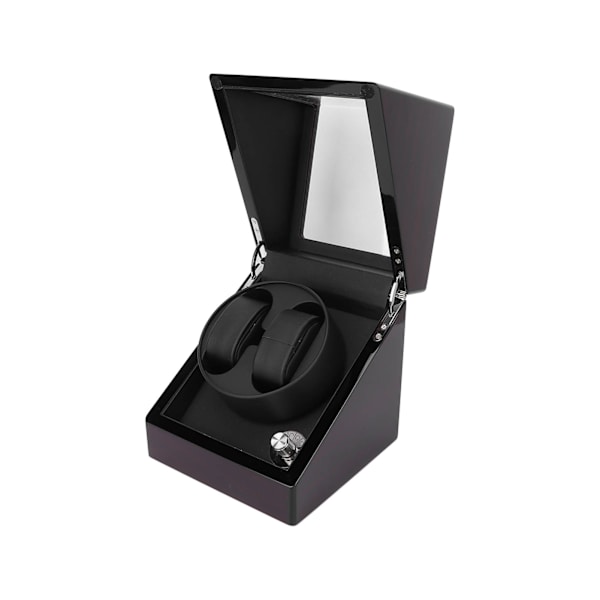 Dobbel klokkeopptrekker blank blank tre klokkeboks oppbevaringsboks for automatiske klokker 100‑240VAU-plugg