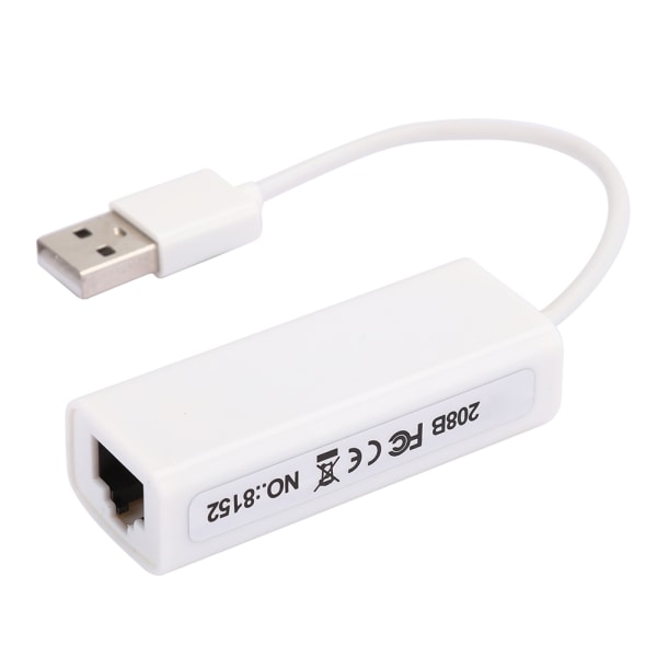 USB2.0 Ethernet Adapter RJ45 Hvid ABS RTL8152B Chip Computer Eksternt netværkskort