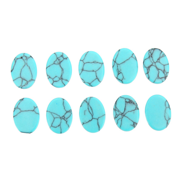10 stk. flade turkise sten Oval blank glans udseende DIY smykkesten flad turkis til øreringe armbånd vedhæng påfugleblå 12x16mm(WxL)