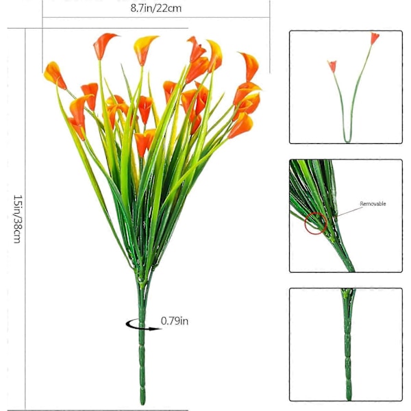6 Stycken Konstgjorda Liljeblommor, Dekorativa Plastblommor, Falska Växtbuketter Inomhus Utomhus Dek