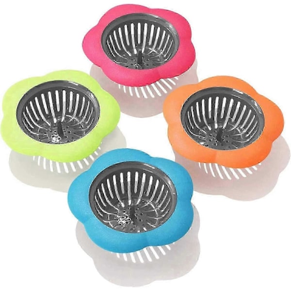 Diskho sil i plast, 4-pack flexibla diskbänksilar, blomformad diskho sil (flerfärgad)