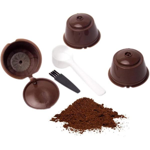 Återanvändbara Kaffekapslar, Påfyllningsbara Kaffekapslar Kaffekapsel Filterkopp med Sked Rengöringsborste 3 st,