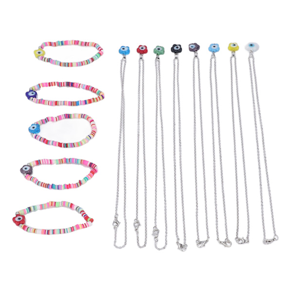 13 stk. øje vedhæng halskæde armbånd sæt mænd kvinder metal gummi smykkesæt til dagligdagsfest