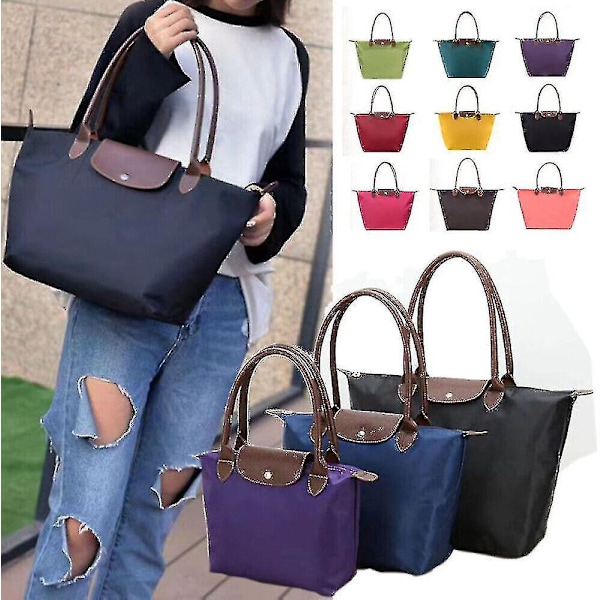 Stor Nylon Le Pliage Tote Bag for kvinner, Medium Blå