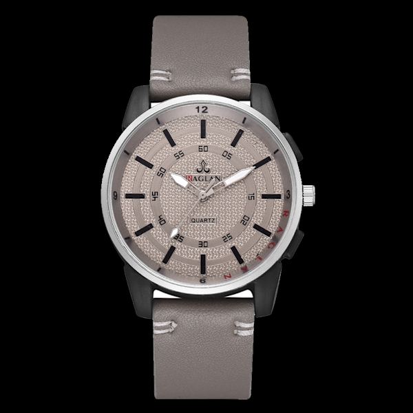 Män Enkel Snygg Quartz Analog PU-läderarmbandsur Business Watch (grå)