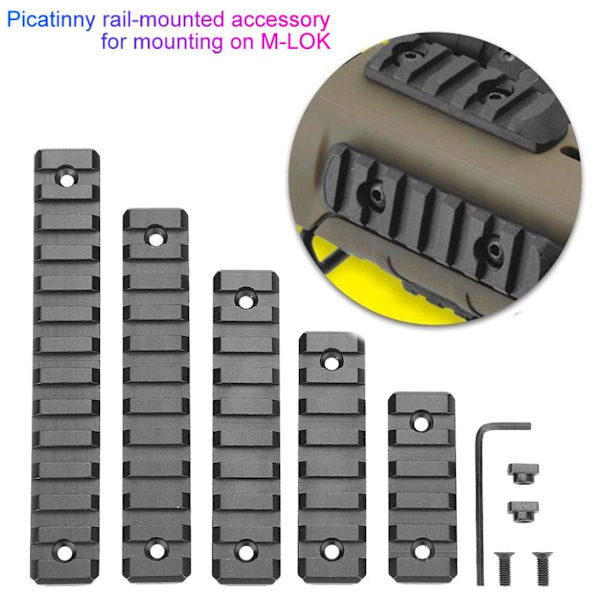 5 Slot 65mm 7 Slot 85mm 9 Slot 105mm 11 Slot 124mm 13 Slot 144mm Nylon MLok Picatinny Rail Sæt med Unbrakonøgle