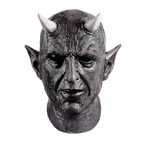 Cosplay Mephistopheles Maske Horror Dæmon Horn Maske Djævel Killer Latex Hjelm Maskerade Karneval Halloween Fest Kostume Rekvisitter lysegrå