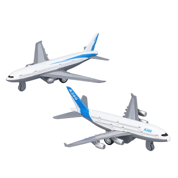 2 stk. flymodel simulering legeringsmodel legetøjssæt bærbart træk-tilbage luftfartsflymodel legetøjsdekoration