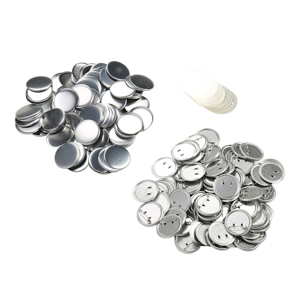 Runda metallknappar med säkerhetsnål, 100 set, 56 mm / 2,2 tum