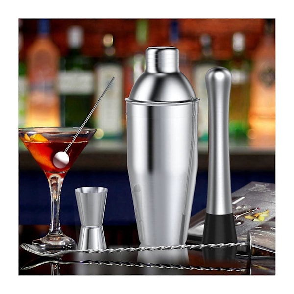Cocktail shaker 750ML Rustfritt Stål Bar Cocktail Shaker Sett Bartender Kit Barutstyr Sett Shaker Sett 6 stk Shaker Mikser Drikkelaging Verktøysett