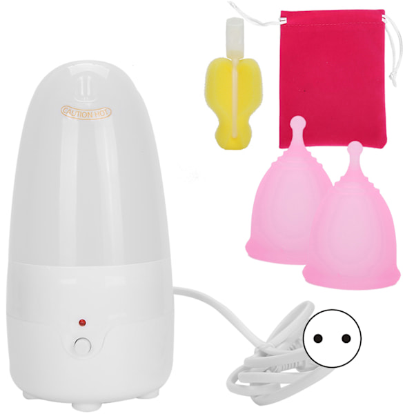 Genanvendelig menstruationskop til kvinder, menstruationskop-rensesæt (EU-stik 110-240V) (renser menstruationskop, pink, sS)