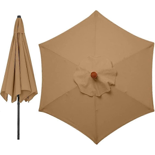 Udskiftningsparasolbetræk 3 meter 6 arme Parasol Udskiftningskaleche Havekaleche Betræk Udskiftningsbetræk til parasol, KUN kaleche (Khaki)