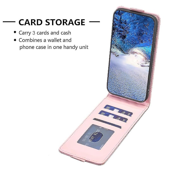 Til Samsung Galaxy A35 5G Etui Kortholder Vertikal Flip Læder Cover-B11 Pink