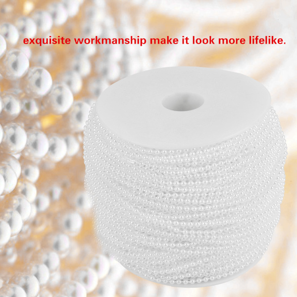 100m/rull imiterte perletrådperler Garlandstreng DIY bryllupsdekorasjon 2,5 mm (hvit)