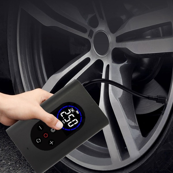 Bärbar elektrisk luftkompressor med tryckmätare och LED-ljus, USB laddningsbar power - automatisk avstängning, 150psi, 4000mAh