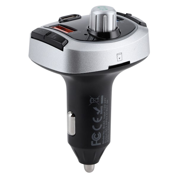 Bluetooth 5.0 FM-sändare MP3-spelare Handsfree-samtal Färgglatt ljus Dubbel display PD3.0 QC3.0