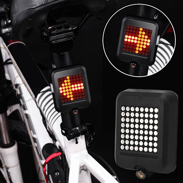 Intelligent USB Laddcykel Varning Bakljus Cykel Blinkerslampa Cykelutrustning svart