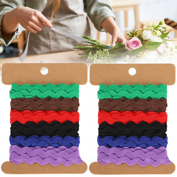 2 st Färg Zigzag Band DIY Handgjord Material Tyg Hårtillbehör Sömnad Dekoration 8mm(3 )