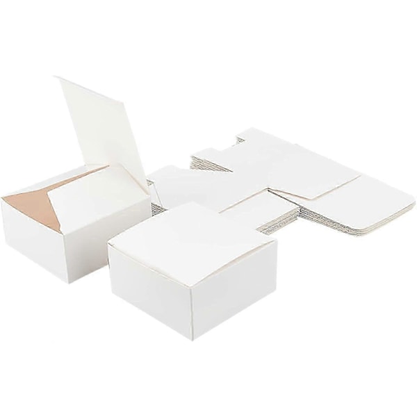 15 st 4x4x2\" Vikbar Papperslåda Vit Kraftpapper Presentförpackning Tärnförfrågningslåda