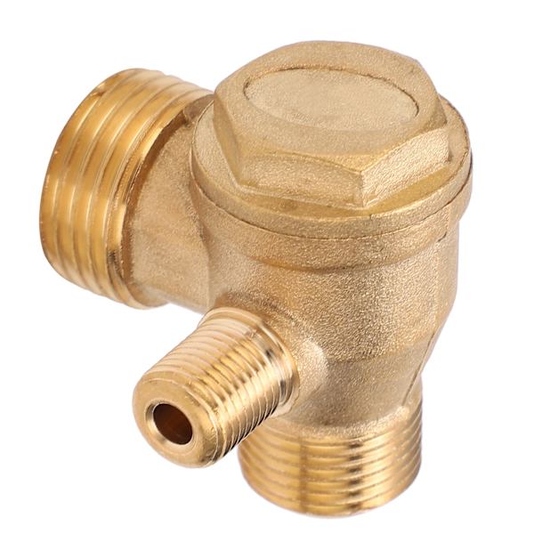 Kontraventil Messingmateriale 1-vejs gevindforbindelse Luftpumpe Tilbehør 1/2x3/8x10