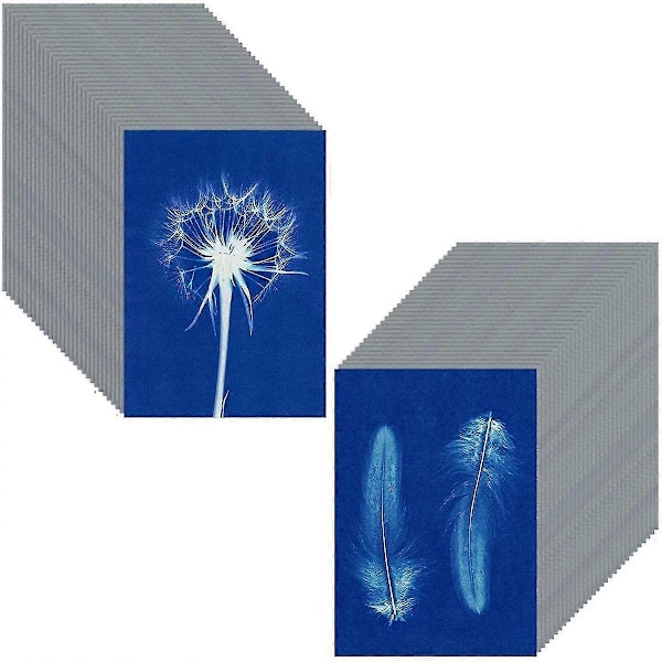 60 Ark Soltryckspapper Cyanotypipapperskit, A5 Solkonstpapper med 1 Plastverktyg kompatibelt med Soltryck, Solpapper-B16