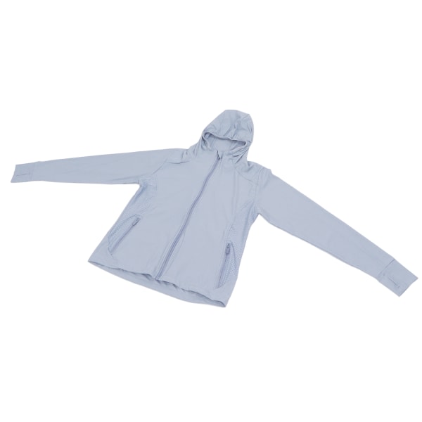 Åndbar solbeskyttelsesjakke UPF 50+ udendørs langærmet UV-beskyttelseshættetrøje til kvinder (grå)(L)