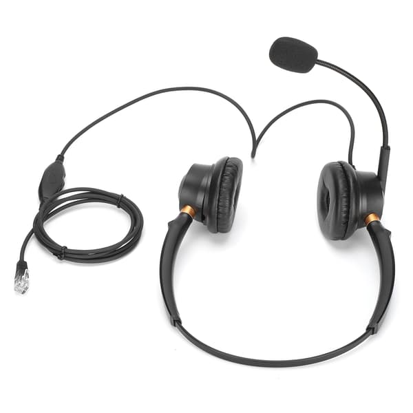 Binaural Headset Telefonheadset med brusreducerande mikrofon och volymkontroll