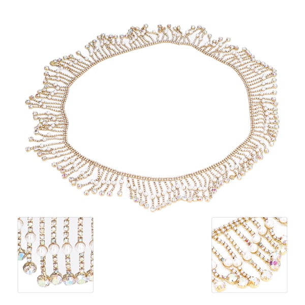 Rhinestone Fringe 1 Yard Glansig Lyster Ljus Färg Bred Applikation Utsökt Pärla Rhinestone Tassel för Kläder Väska