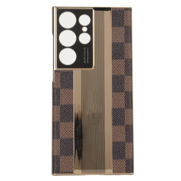 Vintage mobiltelefondeksel med platingramme, gjennomsiktig tekstur, rutete design, PU-skinn, telefondeksel for S23Ultra