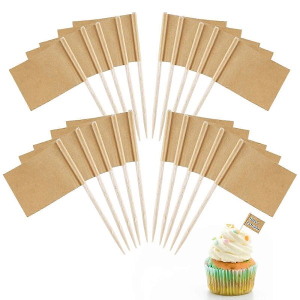 Tom Tannpirkerflagg, 200 Stykker Ostemarkørflagg Markeringsetiketter Cupcake Dekor Bursdagsfestdekorasjon (Lys Gul)_SZXM
