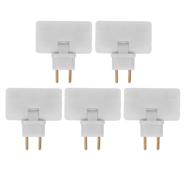 5 stk. EU-stikkontaktomformer trådløs 180 graders forlengelse 1 til 3 EU-pluggadapter 110-250V hvit