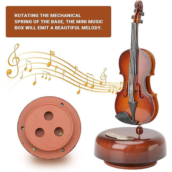 Klassisk violinmusikdosa med roterande bas - perfekt present till pojkar och flickor